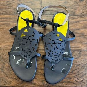 Alexander McQueen Authentic Skull black thong flat sandals (Replaced straps)